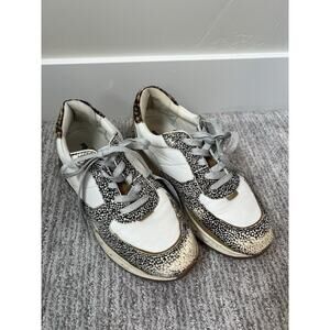 Madewell Kickoff Trainer Sneakers Leather Spot Mix Calf Hair Olive Grove Sz 8